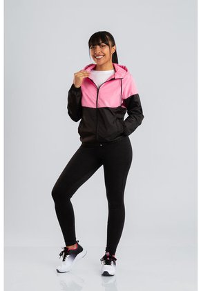 Chaqueta Rompevientos Mujer Negro X Rosa JM01