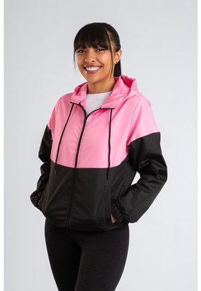 Chaqueta Rompevientos Mujer Negro X Rosa JM01
