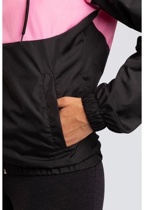 Chaqueta Rompevientos Mujer Negro X Rosa JM01