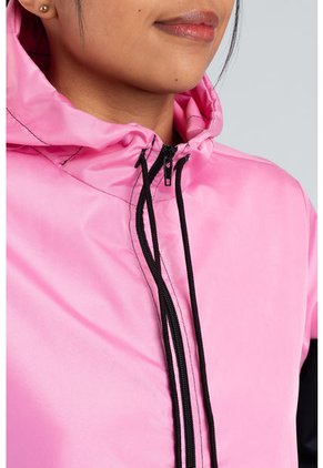 Chaqueta Rompevientos Mujer Negro X Rosa JM01
