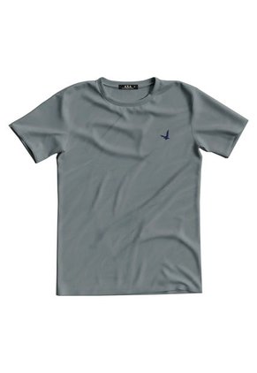 Camiseta Cuello Redondo  AX Gris Claro Algodón Peruano