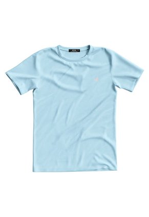 Camiseta Cuello Redondo  AX Azul Claro Algodón Peruano