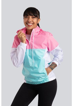 Chaqueta Rompevientos Mujer Rosa X Blanco JM02