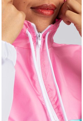 Chaqueta Rompevientos Mujer Rosa X Blanco JM02