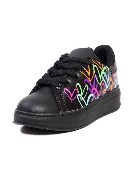 Tenis Mujer Negro Origen Corazones