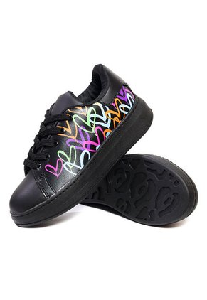 Tenis Mujer Negro Origen Corazones