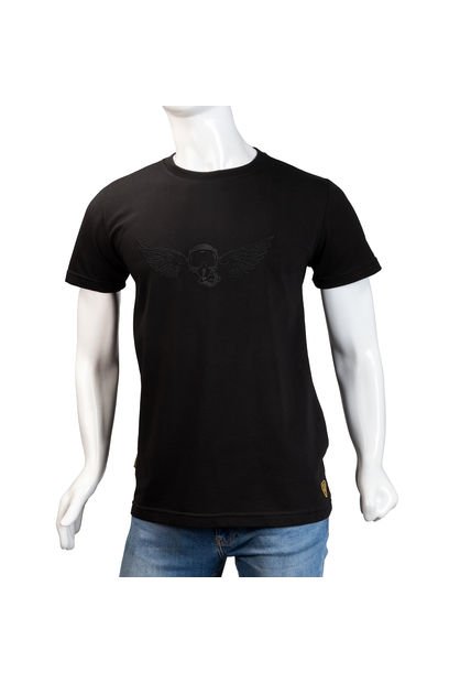 Camiseta Cuello R  Alma De Aviador Negro CT Algodón Peruano