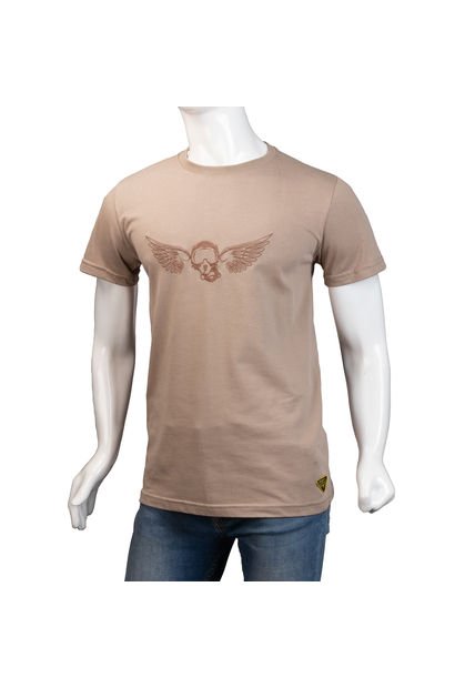 Camiseta Cuello R  Alma De Aviador Café  Claro CT Algodón Peruano
