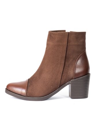 Botines Cafés En Gamuza Y Cuero De Tacón Para Mujer ORIGEN Alessia ORIGEN
