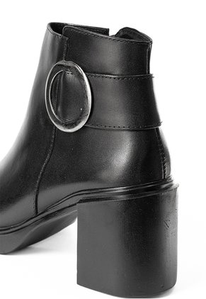 Botines Negros De Tacón Ancho En Cuero Para Mujer ORIGEN Bianca