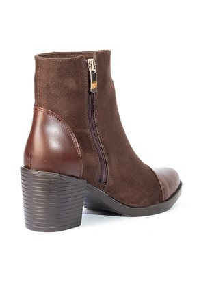 Botines Cafés En Gamuza Y Cuero De Tacón Para Mujer ORIGEN Alessia