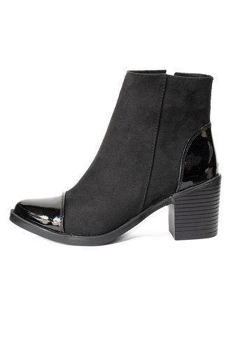 Botines Negros En Gamuza Y Cuero De Tacón Para Mujer ORIGEN Antonella ORIGEN