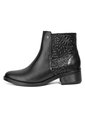 Botines Negros Grabado Floral En Cuero Para Mujer ORIGEN Fiorella de ORIGEN