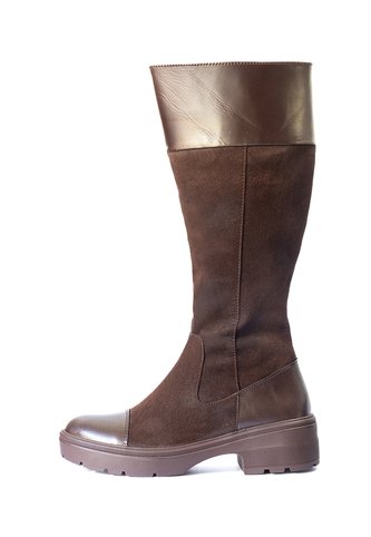 Botas Altas Cafés En Cuero Y Gamuza Para Mujer ORIGEN Toscana ORIGEN