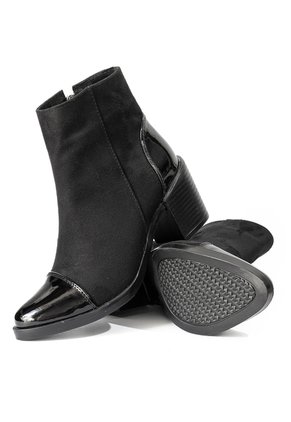 Botines Negros En Gamuza Y Cuero De Tacón Para Mujer ORIGEN Antonella