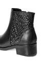 Botines Negros Grabado Floral En Cuero Para Mujer ORIGEN Fiorella de ORIGEN
