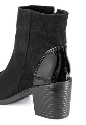 Botines Negros En Gamuza Y Cuero De Tacón Para Mujer ORIGEN Antonella