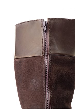 Botas Altas Cafés En Cuero Y Gamuza Para Mujer ORIGEN Toscana
