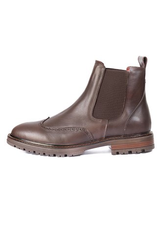Botines Chelsea Cafés Tipo Brogue En Cuero Para Hombre ORIGEN Lorenzo ORIGEN