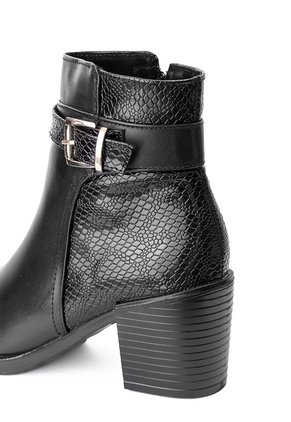 Botines Negros De Tacón En Cuero Para Mujer ORIGEN Carla