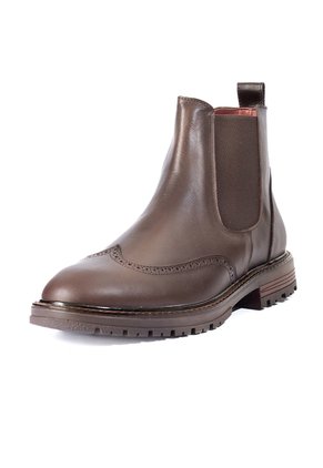 Botines Chelsea Cafés Tipo Brogue En Cuero Para Hombre ORIGEN Lorenzo