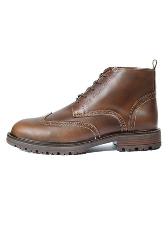 Botines Cafés Con Cordones Tipo Brogue En Cuero Para Hombre ORIGEN Matteo ORIGEN