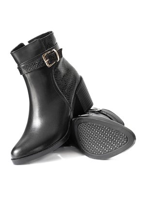 Botines Negros De Tacón En Cuero Para Mujer ORIGEN Carla