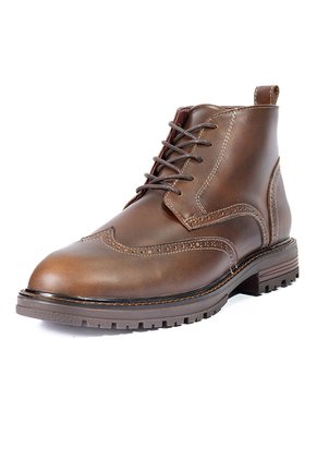 Botines Cafés Con Cordones Tipo Brogue En Cuero Para Hombre ORIGEN Matteo