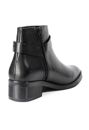 Botines Negros Con Hebilla De Tacón Bajo En Cuero Para Mujer ORIGEN Marcella