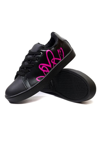 Tenis Mujer Negro Origen Corazones 03