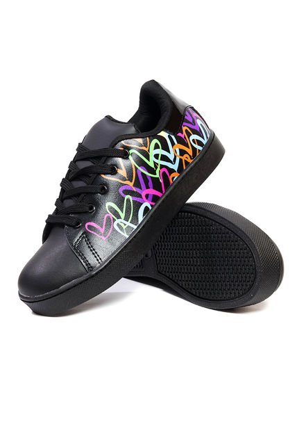 Tenis Mujer Negro Origen Corazones 02