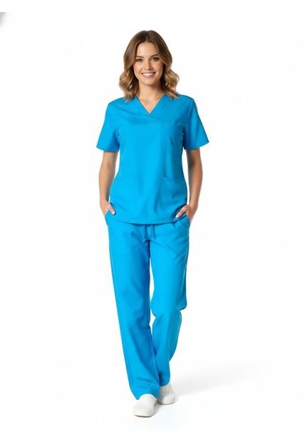 Uniforme Antifluido LS Azul Claro Mujer Origen
