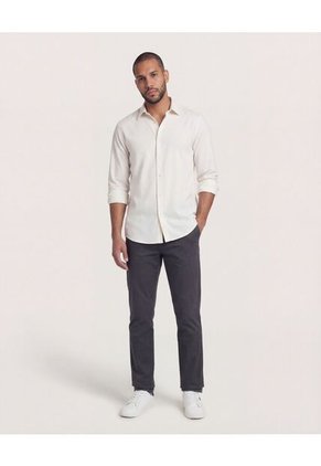 Camisa  Para Hombre Manga Larga Sin Bolsillo Cuello C Color Crudo Marca Ostu #60019067