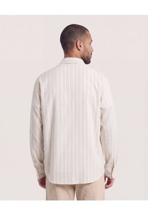 Camisa  Para Hombre Manga Larga Sin Bolsillo Cuello C Color Camel Marca Ostu #60018229