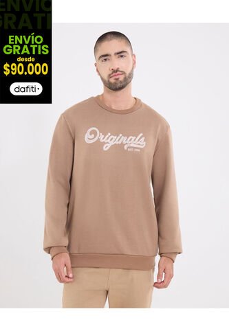 Buzo  Para Hombre Cuello Redondo Color Café Marca Ostu #60060603 Ostu