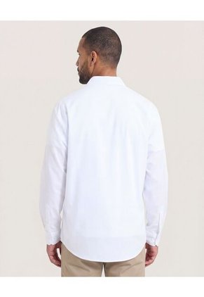 Camisa  Para Hombre Manga Larga Sin Bolsillo Cuello C Color Blanco Marca Ostu #60019881