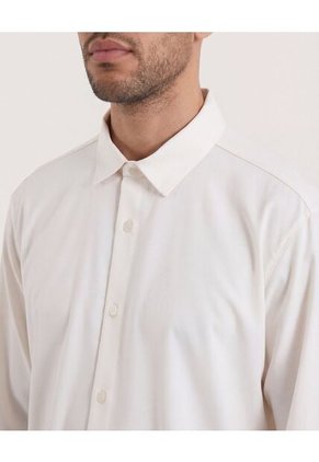 Camisa  Para Hombre Manga Larga Sin Bolsillo Cuello C Color Crudo Marca Ostu #60019067