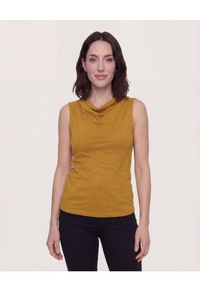 Camiseta  Para Mujer Manga Sisa Cuello Redondo Color Mostaza Marca Ostu #40097966