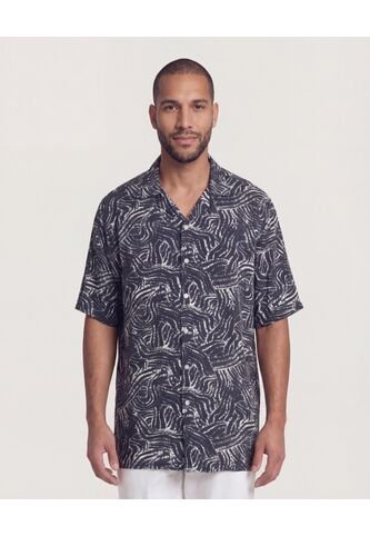 Camisa  Para Hombre Manga Corta Sin Bolsillo Cuello C Color Negro Marca Ostu #60018215 Ostu