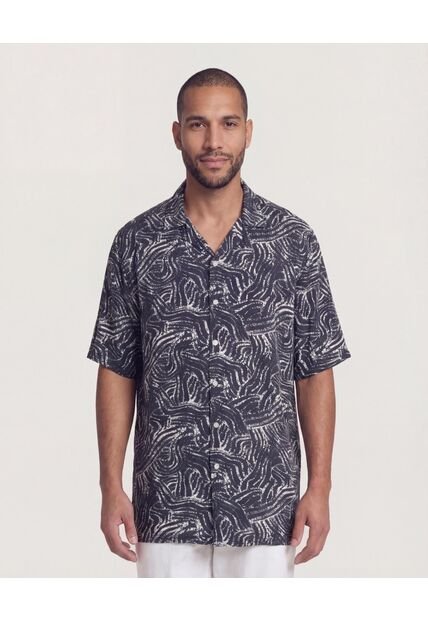 Camisa  Para Hombre Manga Corta Sin Bolsillo Cuello C Color Negro Marca Ostu #60018215