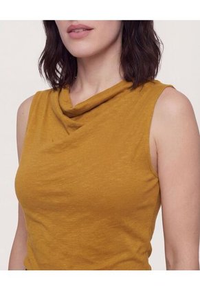 Camiseta  Para Mujer Manga Sisa Cuello Redondo Color Mostaza Marca Ostu #40097966