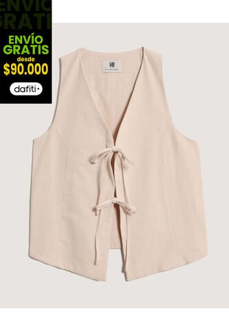 Chaleco  Para Mujer Plano Color Beige Marca Ostu #40250029 Ostu