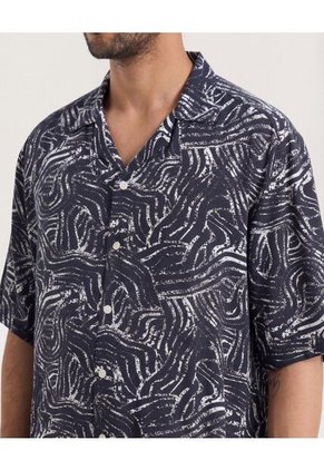 Camisa  Para Hombre Manga Corta Sin Bolsillo Cuello C Color Negro Marca Ostu #60018215