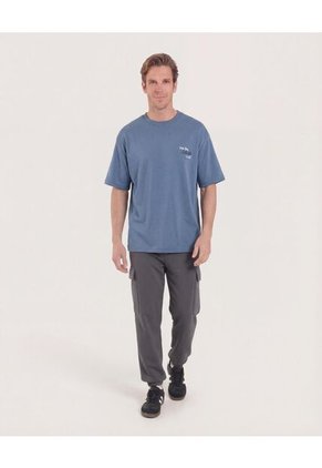 Camiseta  Para Hombre Manga Corta Cuello Redondo Color Azul Marca Ostu #60091904