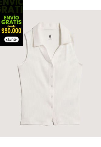 Chaleco  Para Mujer Punto Color Crema Marca Ostu #40250034 Ostu