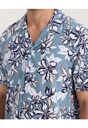 Camisa Para Hombre Manga Corta Sin Bolsillo Cuello R Color Azul Marca Ostu #60010878