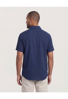 Camisa  Para Hombre Manga Corta Sin Bolsillo Cuello C Color Azul Marca Ostu #60019069