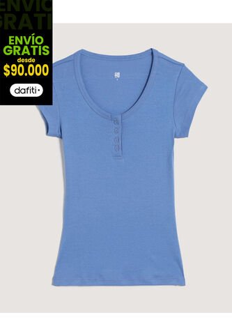 Camiseta  Para Mujer Manga Corta Cuello Redondo Color Azul Marca Ostu #40092699 Ostu