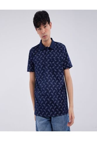 Polo Para Hombre Cuello Tejido Con Bolsillo Color Azul Oscuro Marca Ostu #60110524 Ostu