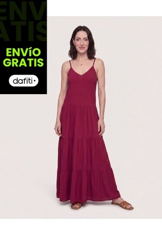 Vestido Largo  Para Mujer Vino Ostu Ostu